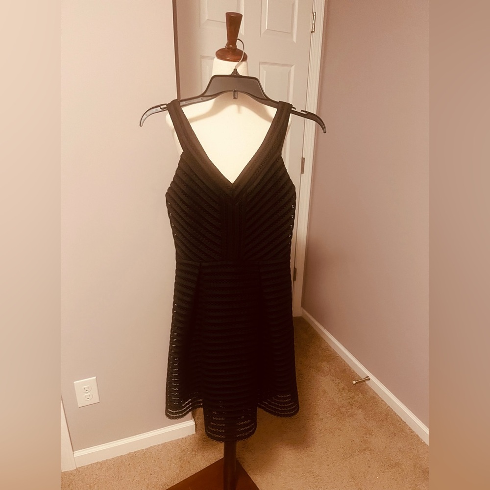 Express black textured striped fit and flare-size 2